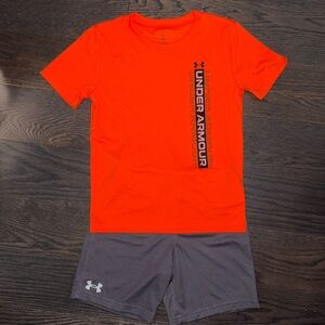 Under Armour Vibrant Orange Tee and Charcoal Shorts